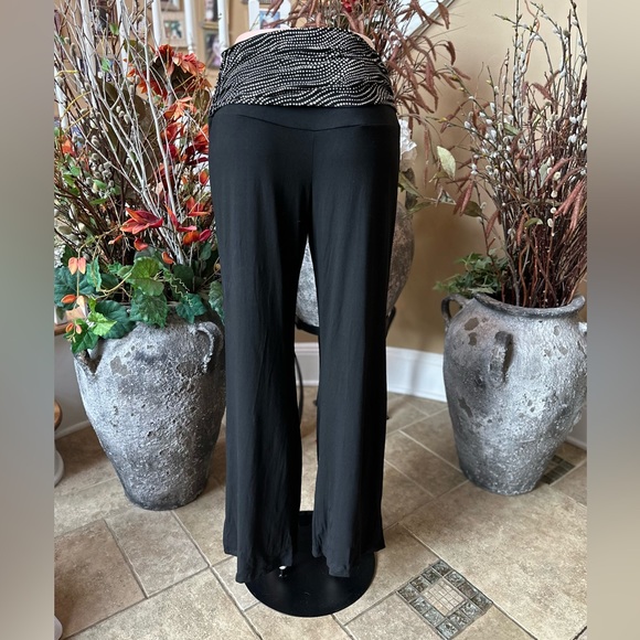 White House Black Market Size Med Black High Waist Flare Sash Waist Dress Pants - Picture 3 of 5